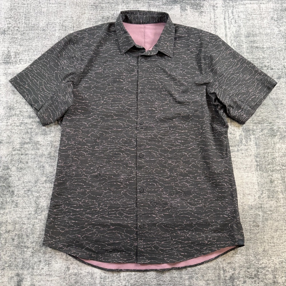 Lululemon Airing Easy Shirt Men XL Pin Drop Camo Graphite Ventlight Mesh Stretch